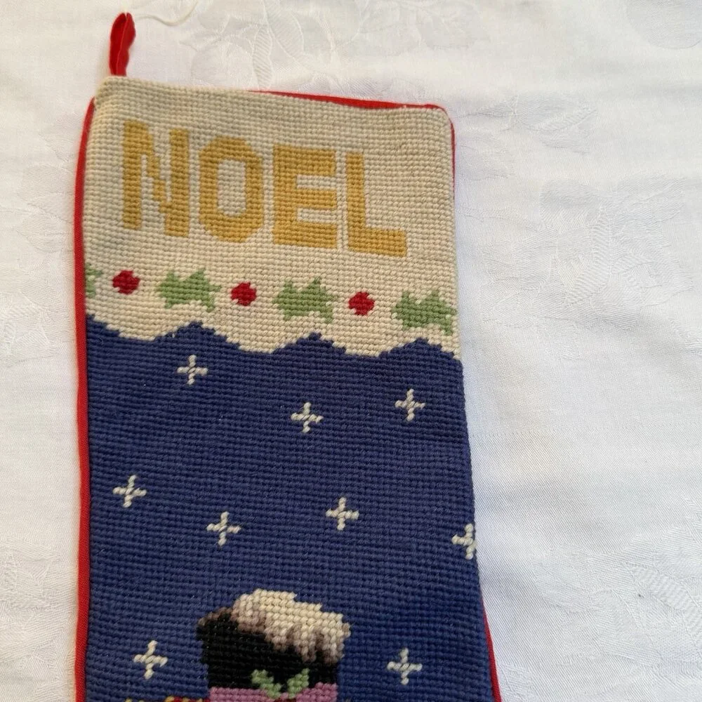 Vintage Needlework‎ Christmas Stockings Noel Snowman Deer Holiday